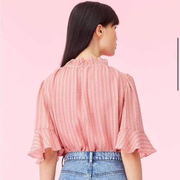 Rebecca Taylor Multi Lurex Stripe Pink Chiffon Blouse - Picture 5 of 11